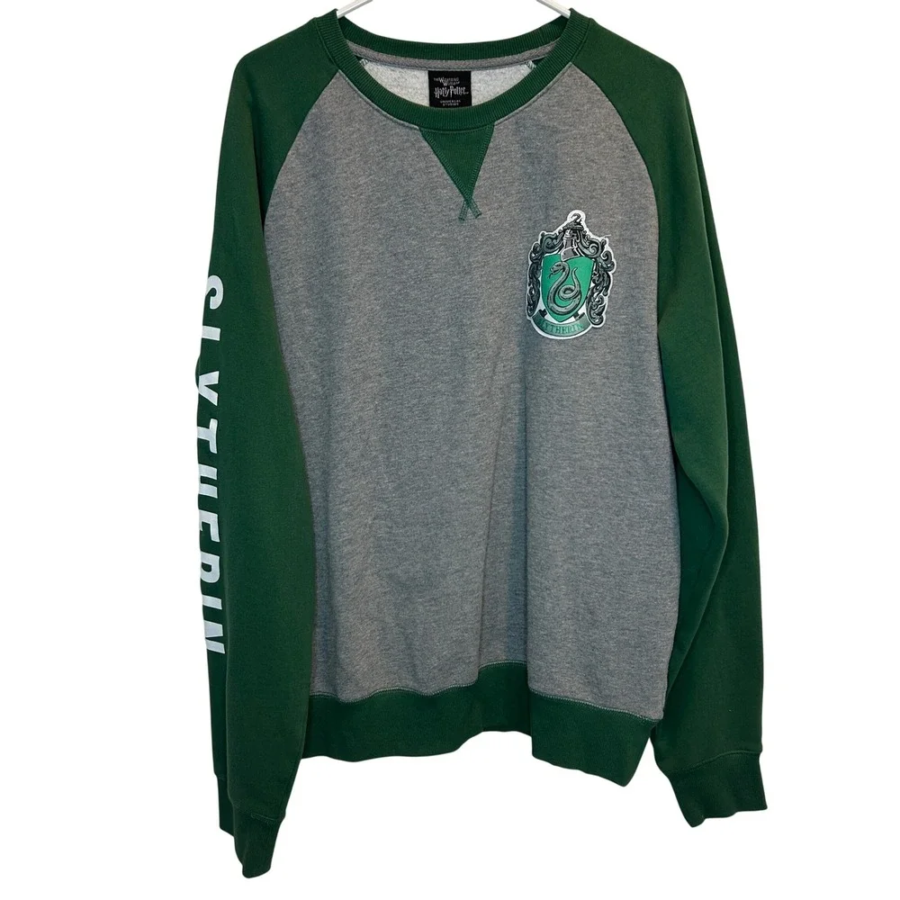 Universal Studios Harry Potter Slytherin Raglan‎ Sweatshirt Grey Green Men's XL
